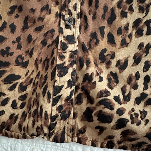Chaps Cheetah Leopard Animal Print Button Down Blouse Shirt 2X - Picture 8 of 10